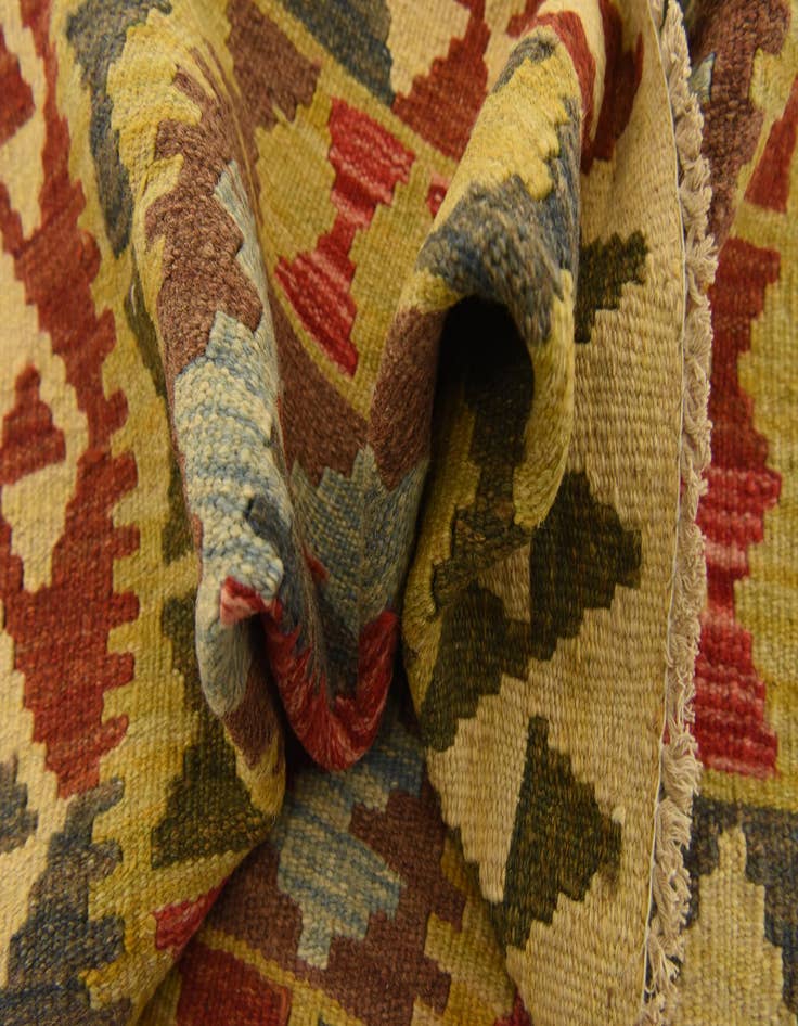Detail image of 3' 2 x 3' 9  Hand Woven Kilim Maymana Wool Square Rug