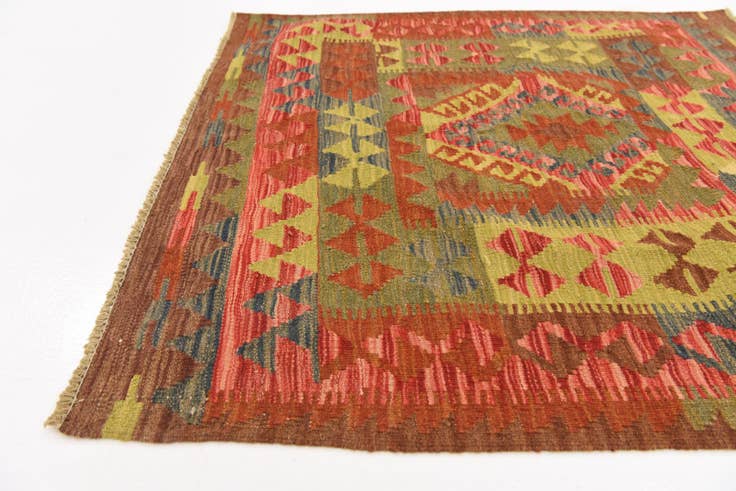 Detail image of 3' 3 x 3' 4 Hand Woven Kilim Maymana Wool Square Rug