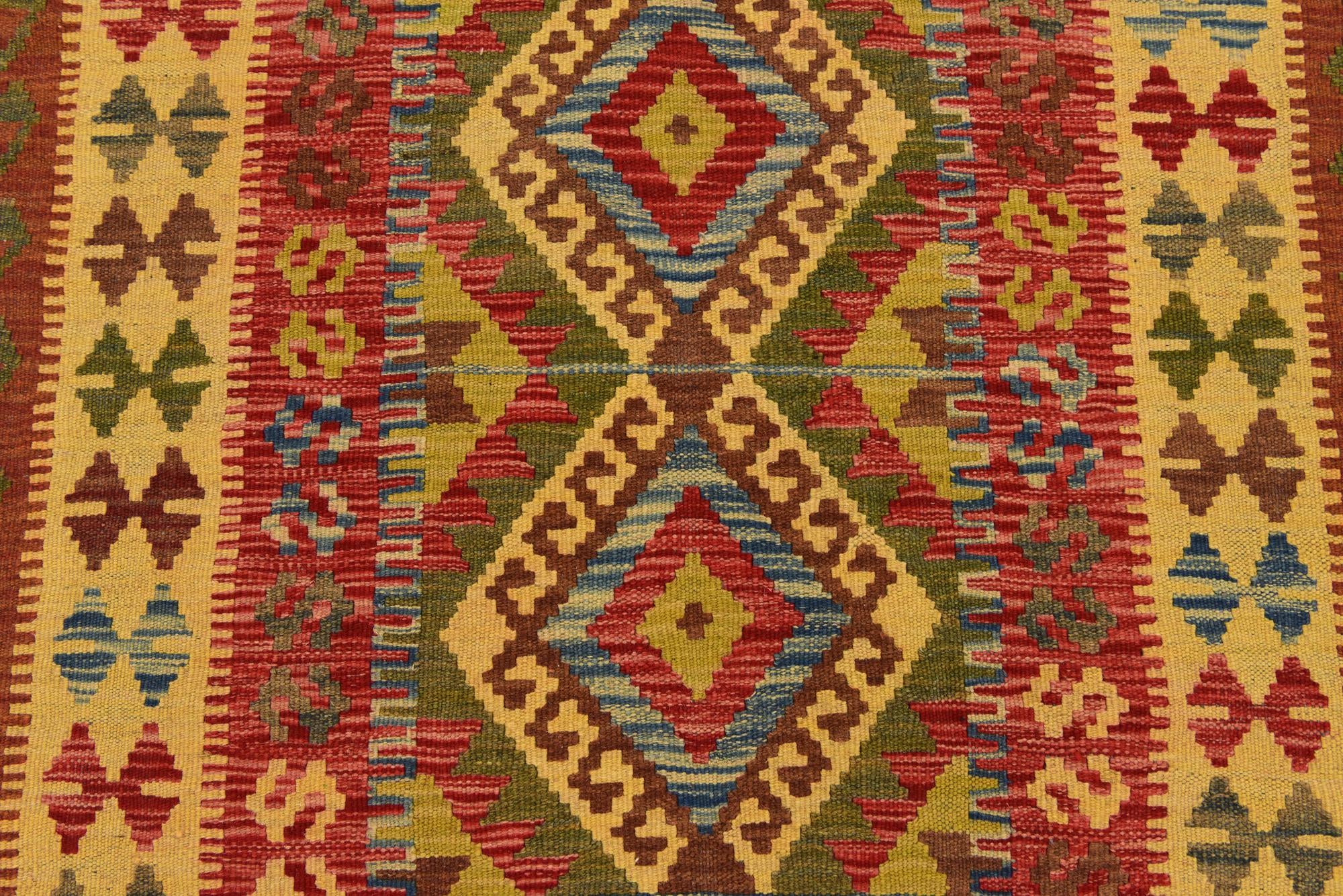 3' 2 x 3' 8 Hand Woven Kilim Maymana Wool Square Rug
