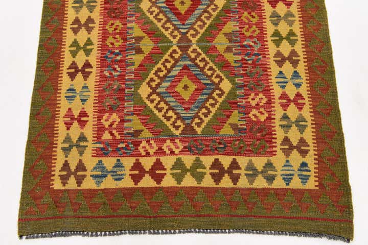 3' 2 x 3' 8 Hand Woven Kilim Maymana Wool Square Rug