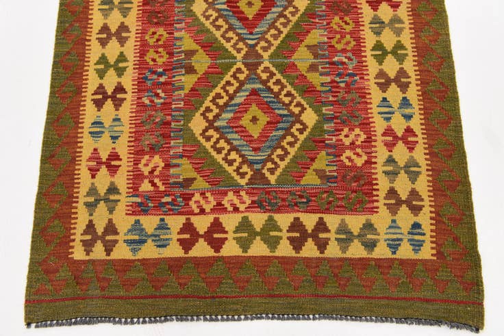 Detail image of 3' 2 x 3' 8 Hand Woven Kilim Maymana Wool Square Rug