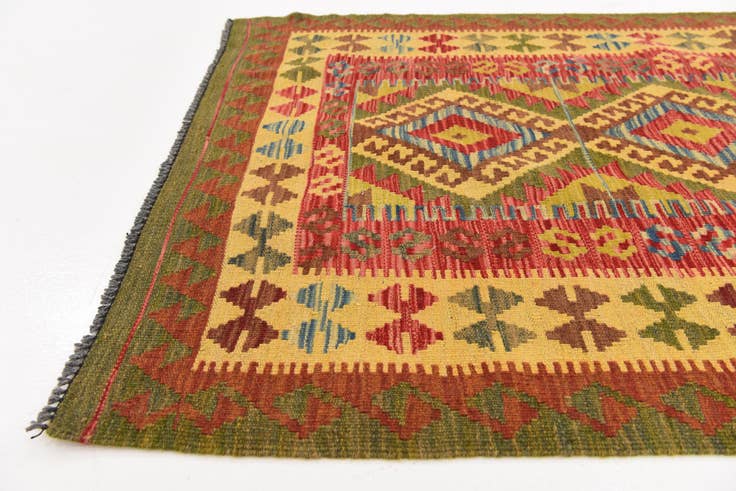 Detail image of 3' 2 x 3' 8 Hand Woven Kilim Maymana Wool Square Rug