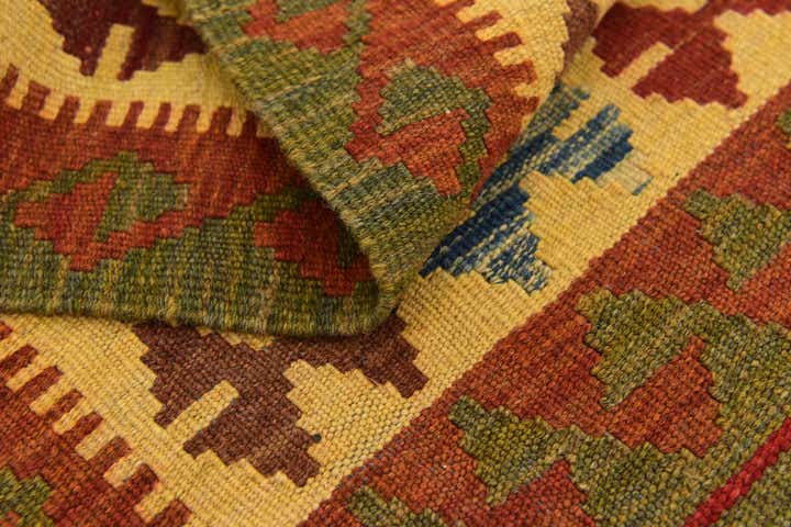 3' 2 x 3' 8 Hand Woven Kilim Maymana Wool Square Rug