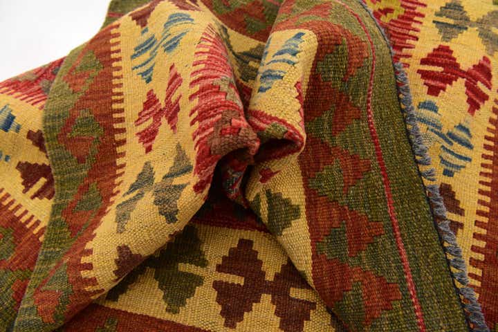 3' 2 x 3' 8 Hand Woven Kilim Maymana Wool Square Rug
