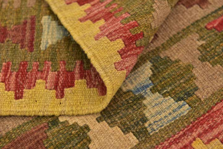 3' x 3' 9 Hand Woven Kilim Maymana Wool Square Rug