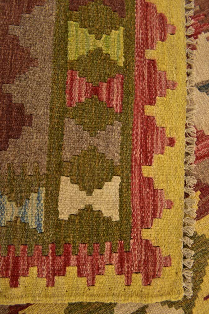 3' x 3' 9 Hand Woven Kilim Maymana Wool Square Rug
