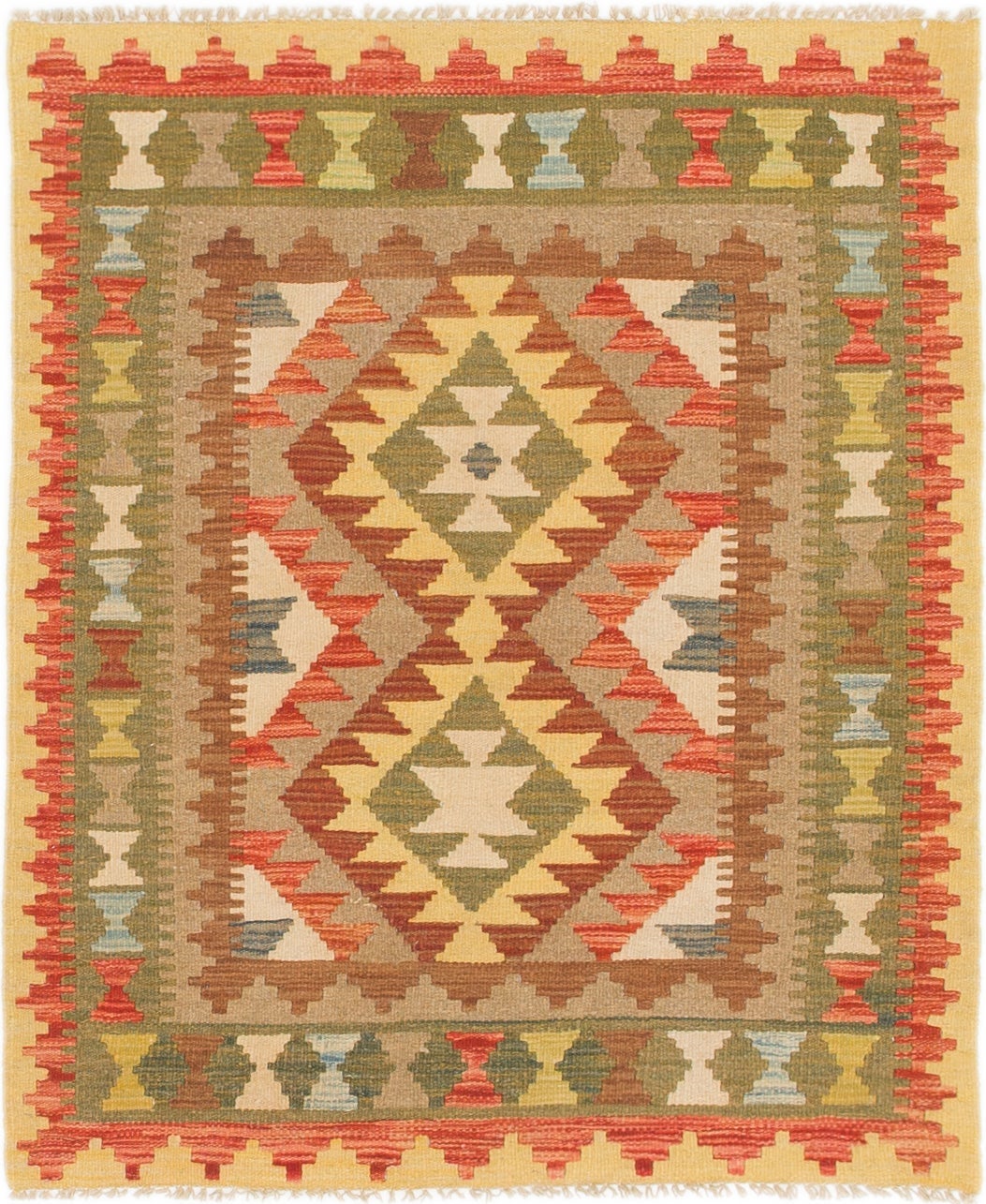 3' x 3' 9 Hand Woven Kilim Maymana Wool Square Rug