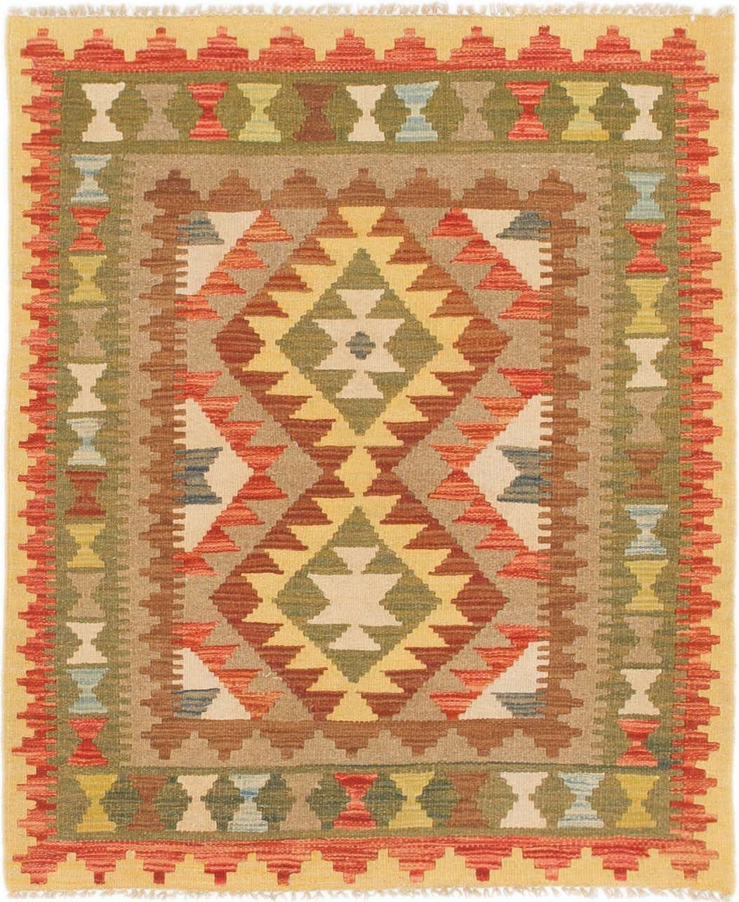 3' x 3' 9 Hand Woven Kilim Maymana Wool Square Rug