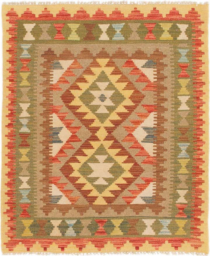 3' x 3' 9 Hand Woven Kilim Maymana Wool Square Rug