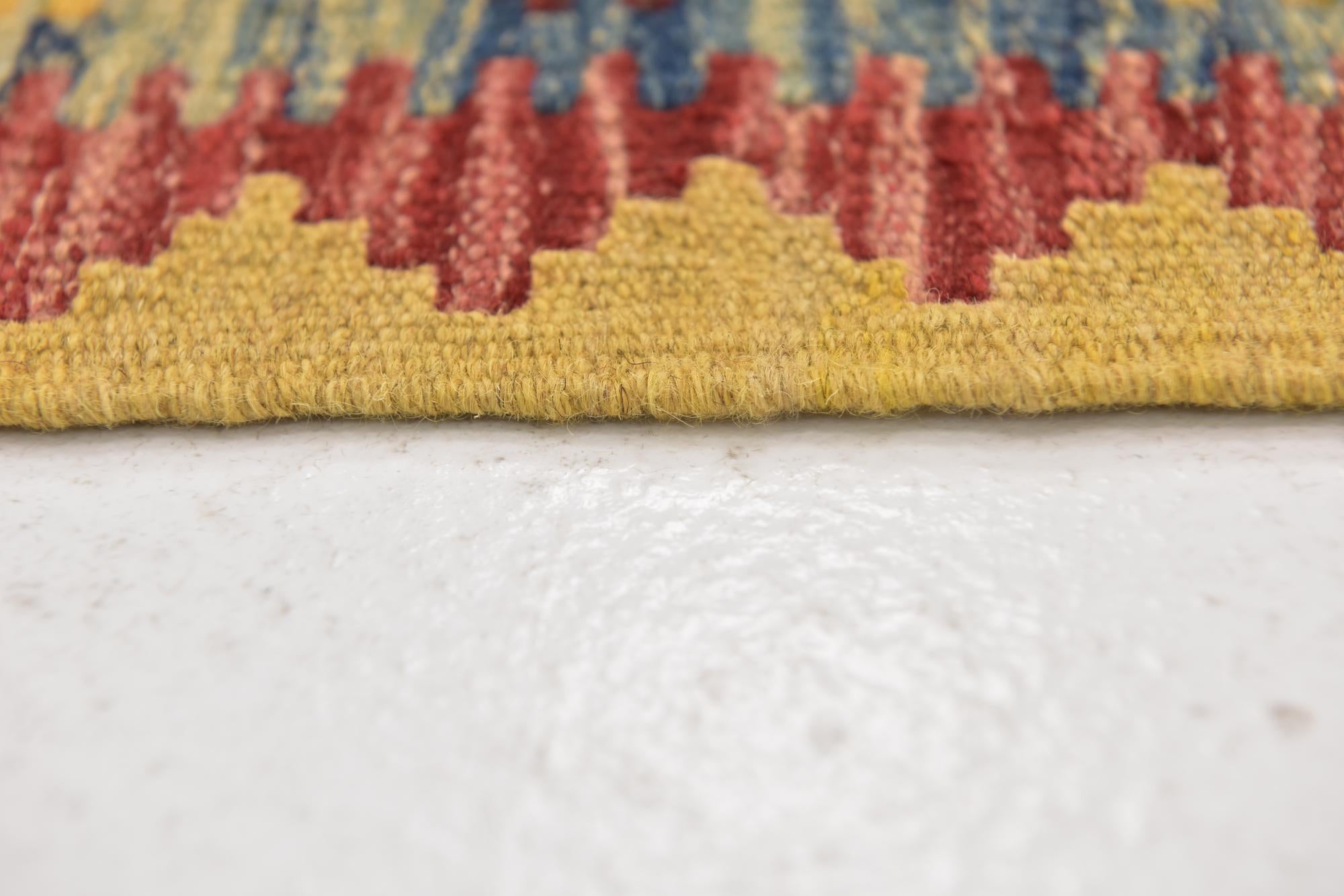 3' 2 x 3' 9 Hand Woven Kilim Maymana Wool Square Rug