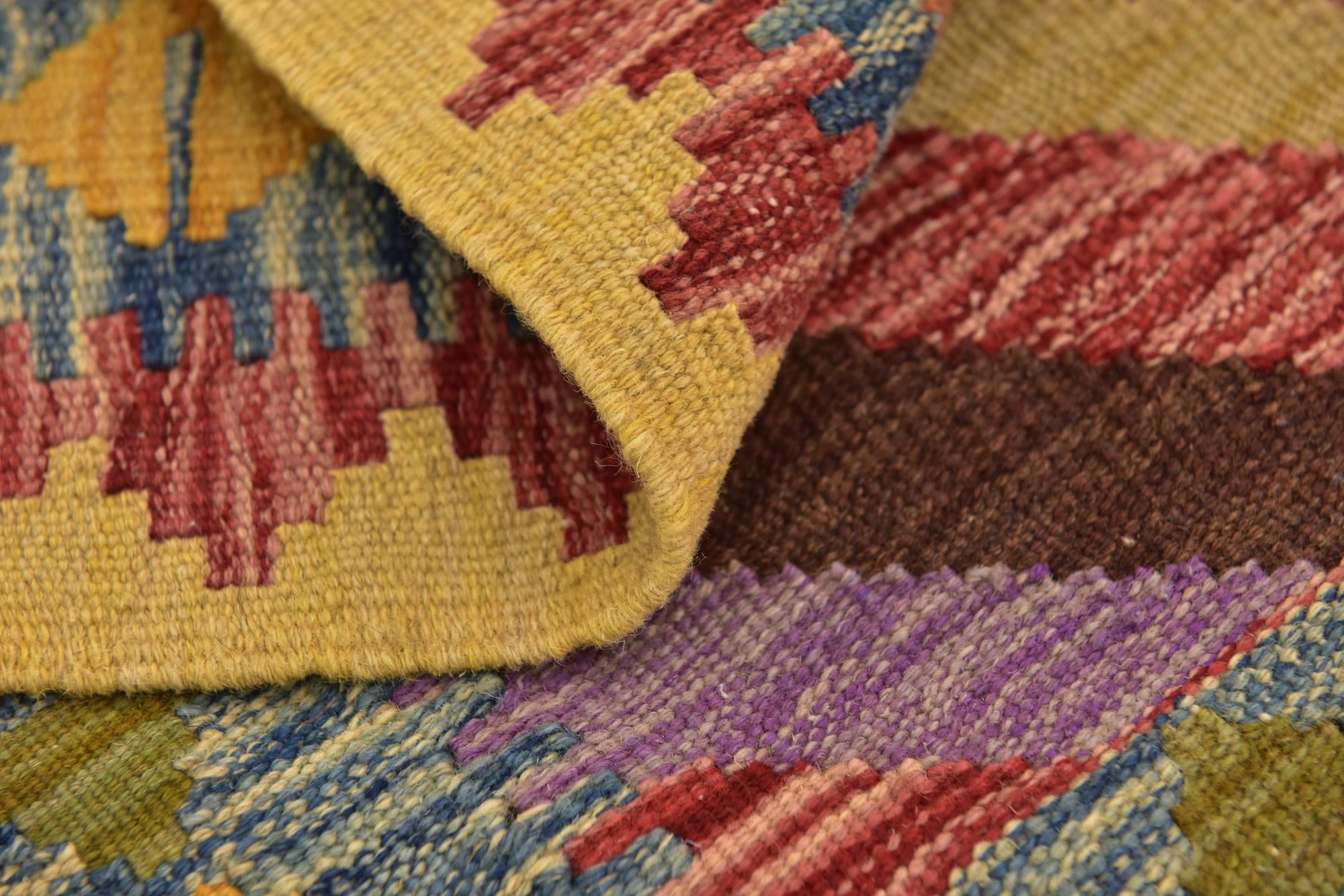 3' 2 x 3' 9 Hand Woven Kilim Maymana Wool Square Rug