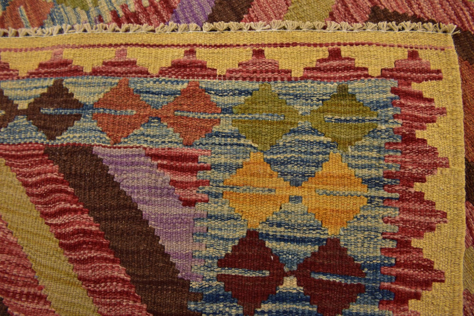 3' 2 x 3' 9 Hand Woven Kilim Maymana Wool Square Rug