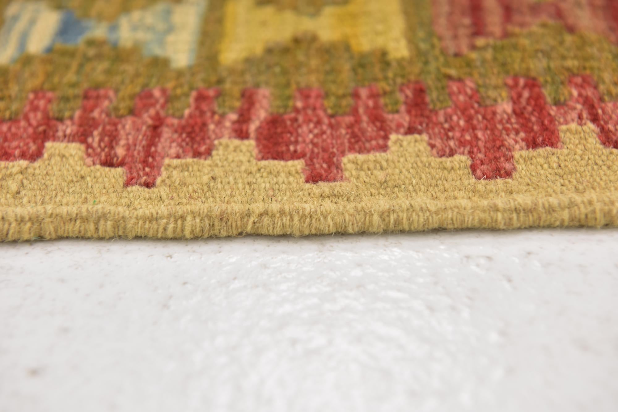 3' 2 x 3' 8 Hand Woven Kilim Maymana Wool Square Rug