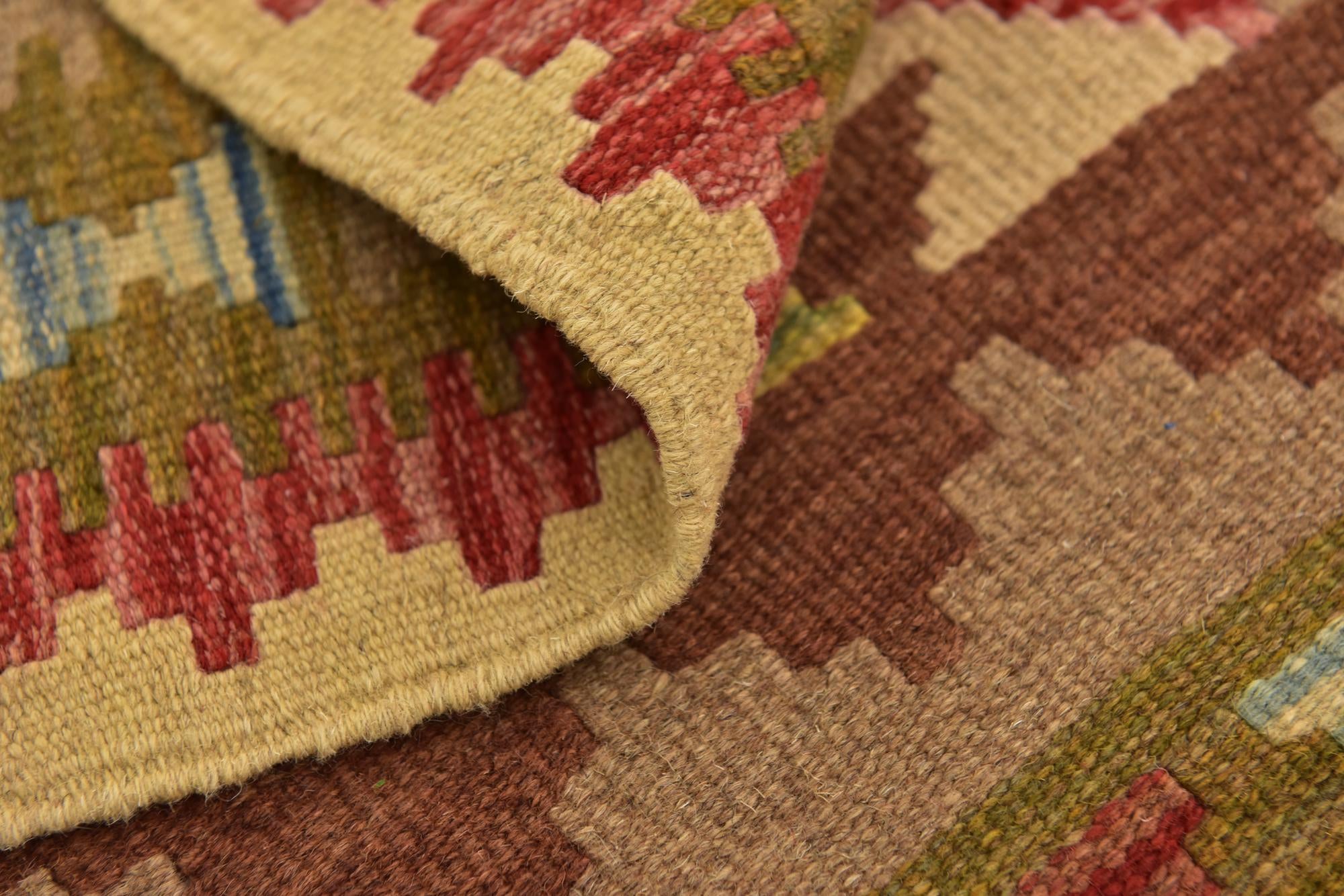 3' 2 x 3' 8 Hand Woven Kilim Maymana Wool Square Rug