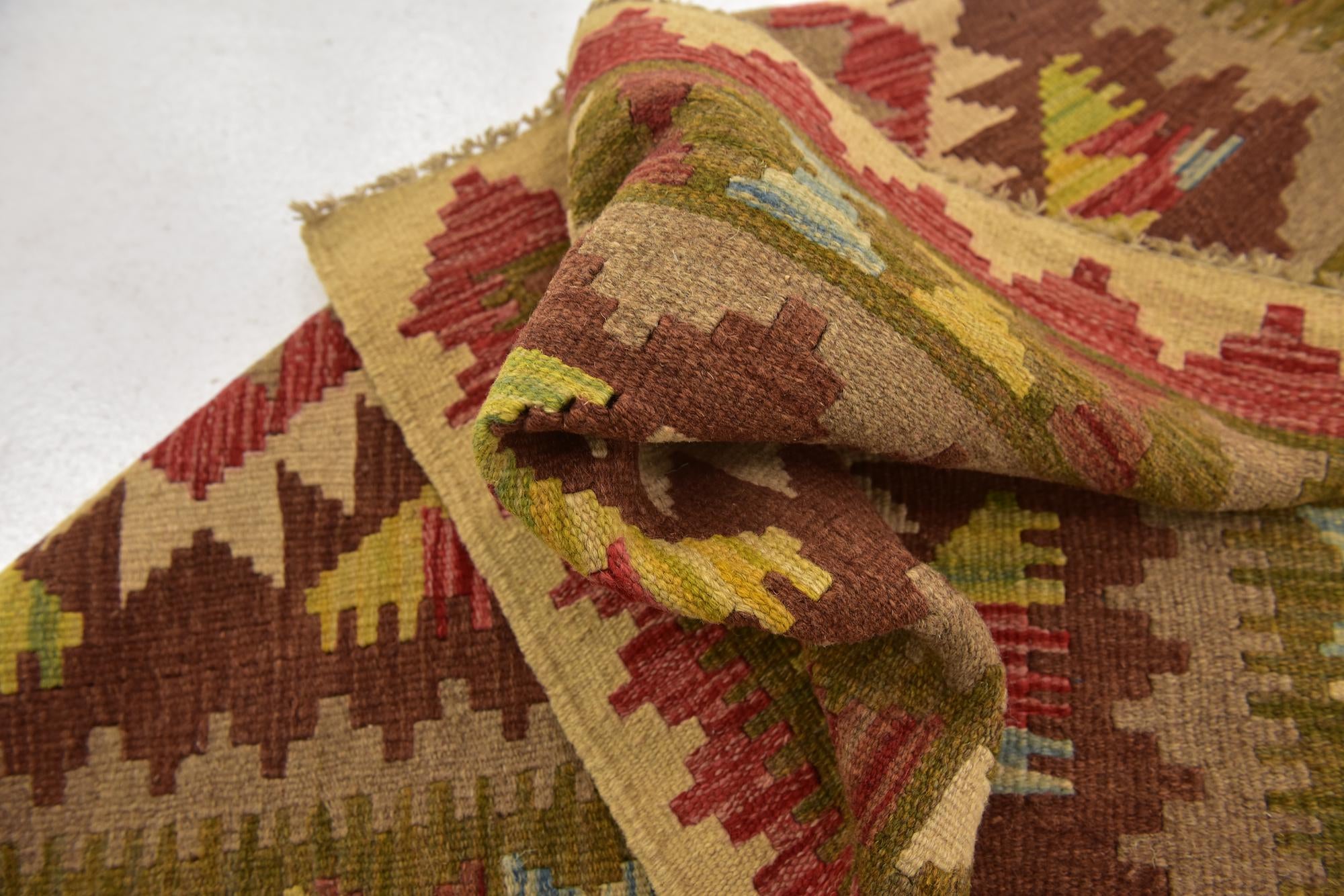 3' 2 x 3' 8 Hand Woven Kilim Maymana Wool Square Rug