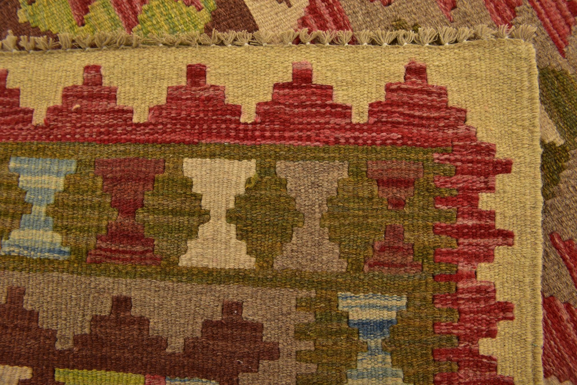 3' 2 x 3' 8 Hand Woven Kilim Maymana Wool Square Rug