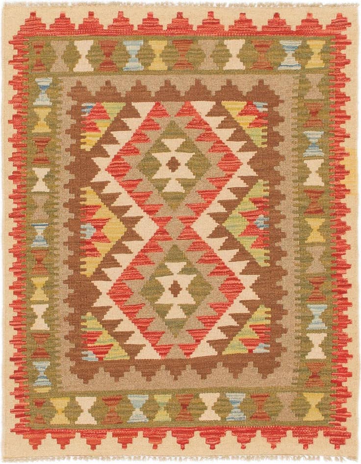 Detail image of 3' 2 x 3' 8 Hand Woven Kilim Maymana Wool Square Rug