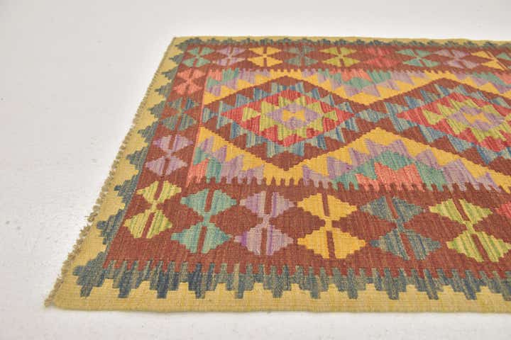 3' 2 x 3' 6 Hand Woven Kilim Maymana Wool Square Rug