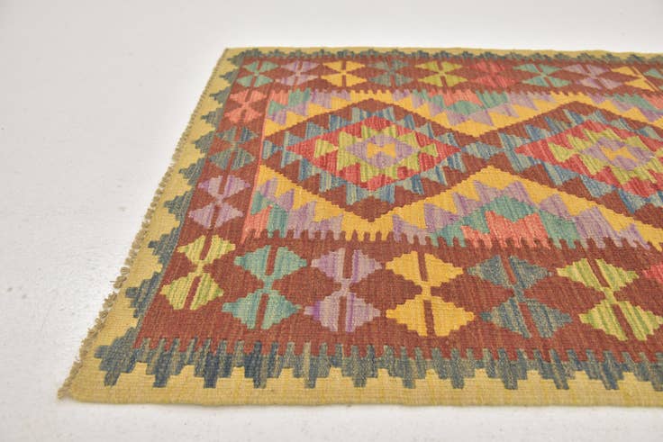 Detail image of 3' 2 x 3' 6 Hand Woven Kilim Maymana Wool Square Rug