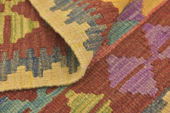 3' 2 x 3' 6 Hand Woven Kilim Maymana Wool Square Rug