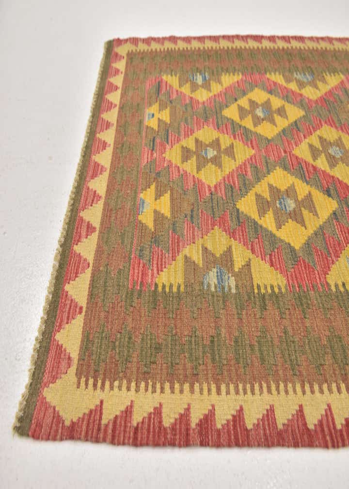 3' 2 x 3' 10 Hand Woven Kilim Maymana Wool Square Rug