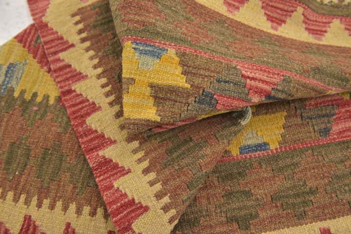 3' 2 x 3' 10 Hand Woven Kilim Maymana Wool Square Rug