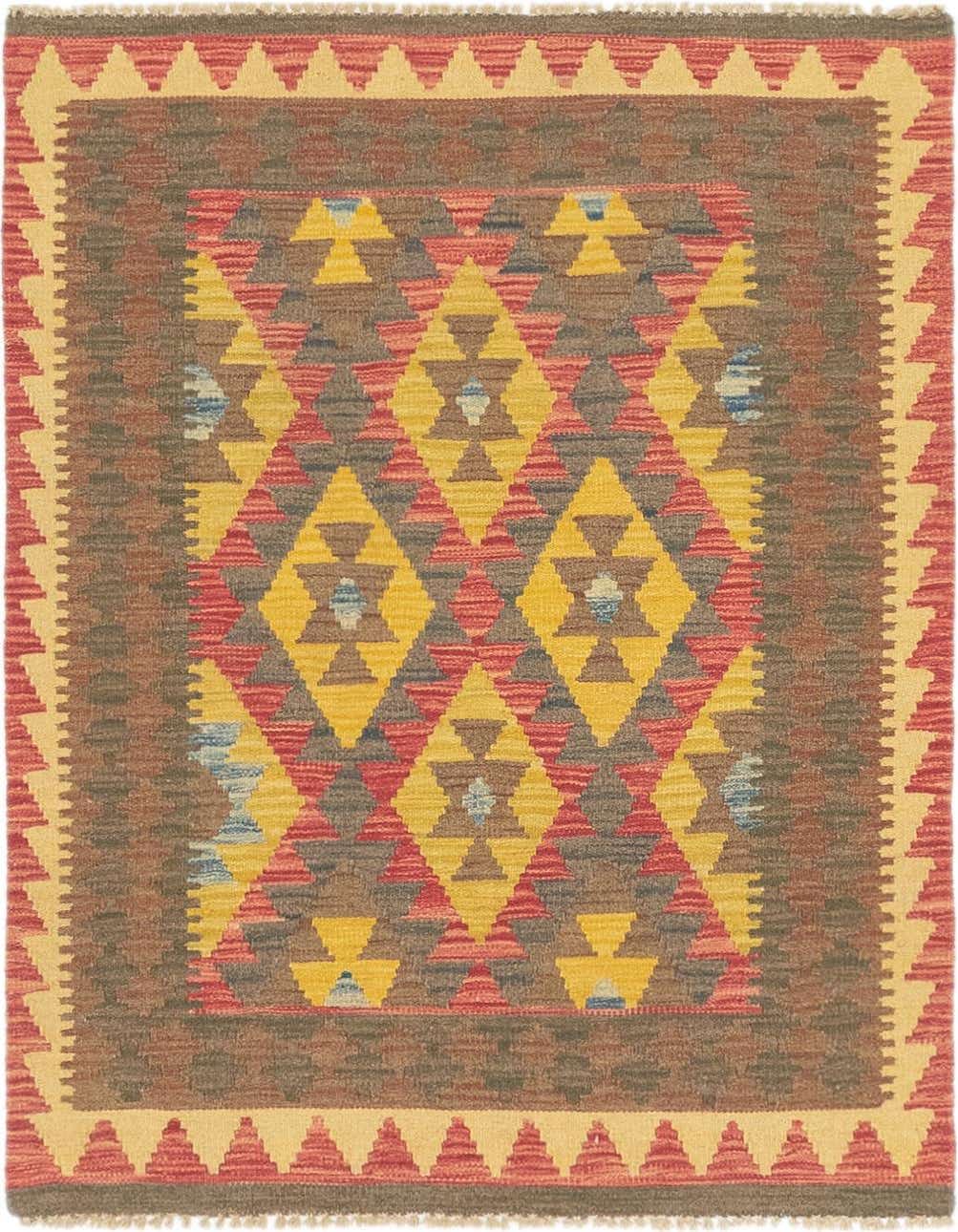 3' 2 x 3' 10 Hand Woven Kilim Maymana Wool Square Rug