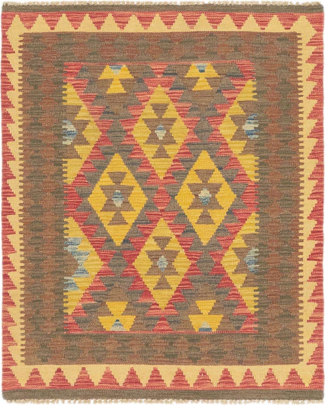 95cm x 115cm Hand Woven Kilim Maymana Wool Square Rug