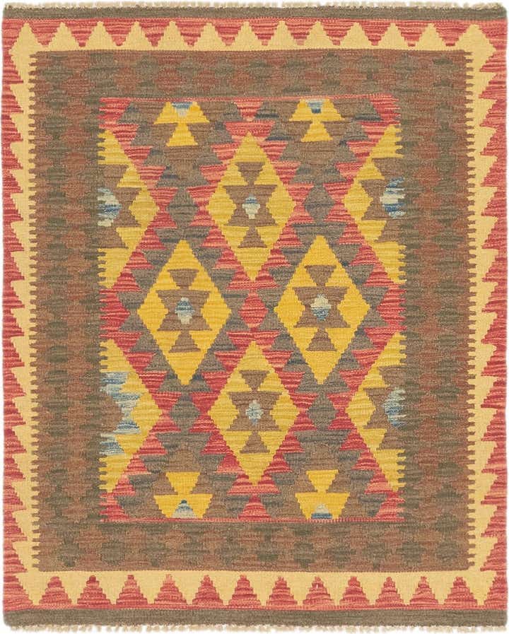 3' 2 x 3' 10 Hand Woven Kilim Maymana Wool Square Rug