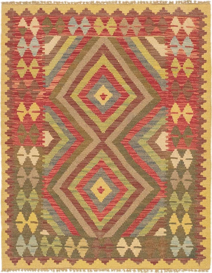 Detail image of 3' 3 x 3' 10 Hand Woven Kilim Maymana Wool Square Rug