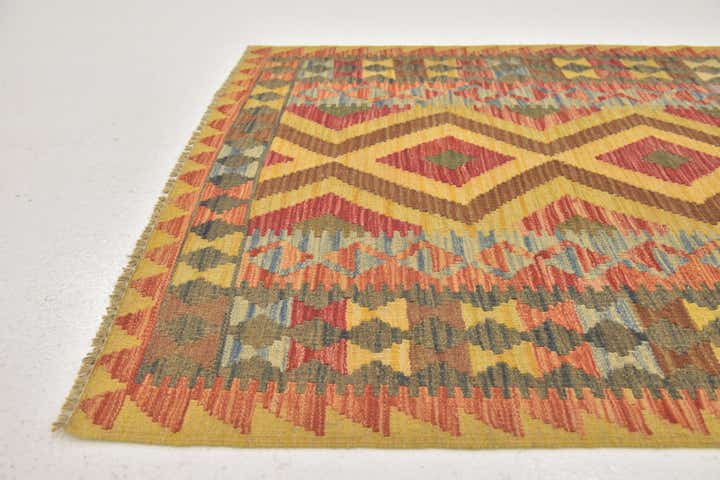 3' 2 x 3' 5 Hand Woven Kilim Maymana Wool Square Rug