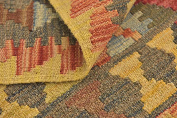 3' 2 x 3' 5 Hand Woven Kilim Maymana Wool Square Rug