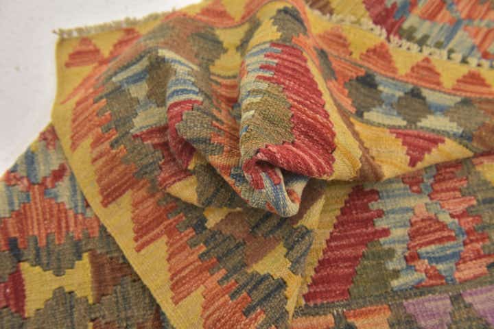 3' 2 x 3' 5 Hand Woven Kilim Maymana Wool Square Rug
