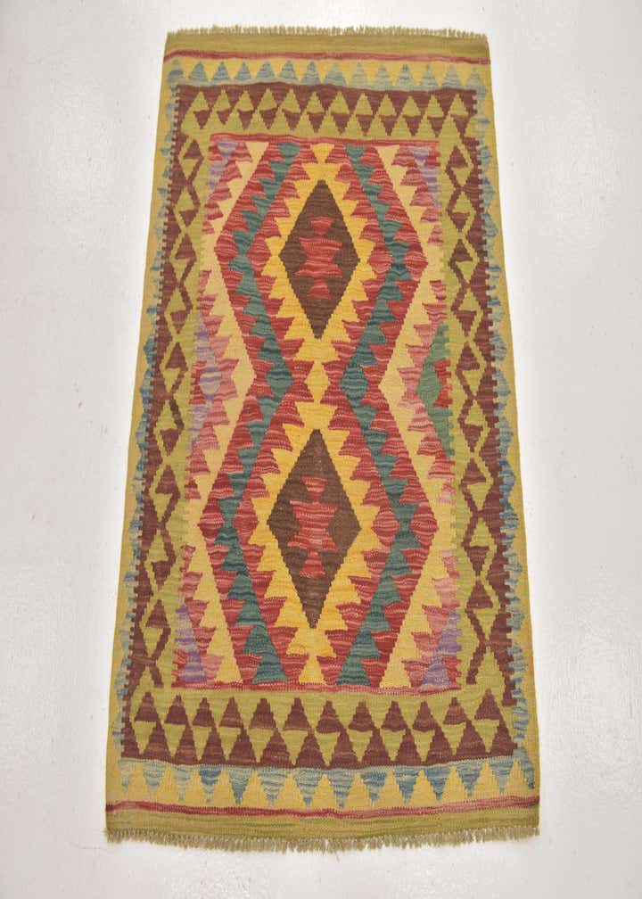 3' 3 x 3' 6 Hand Woven Kilim Maymana Wool Square Rug