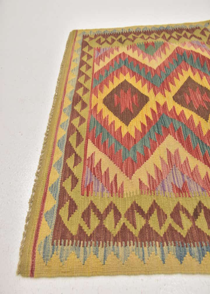 3' 3 x 3' 6 Hand Woven Kilim Maymana Wool Square Rug