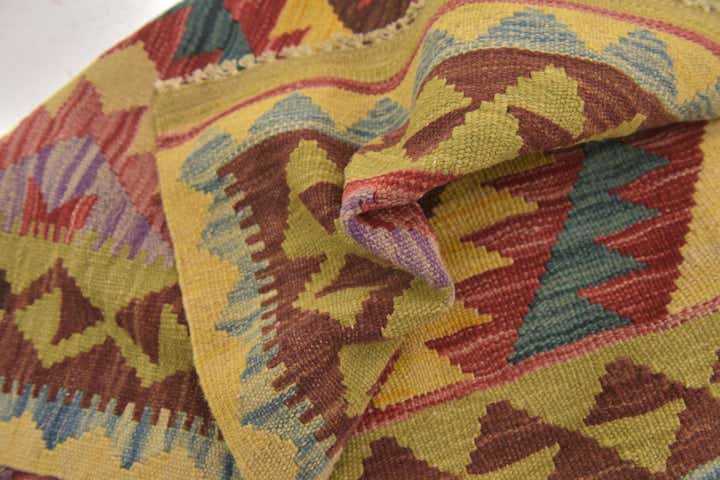 3' 3 x 3' 6 Hand Woven Kilim Maymana Wool Square Rug