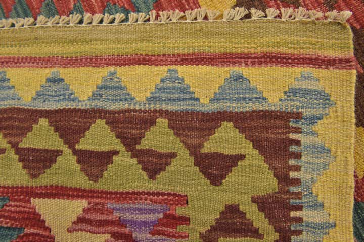 3' 3 x 3' 6 Hand Woven Kilim Maymana Wool Square Rug