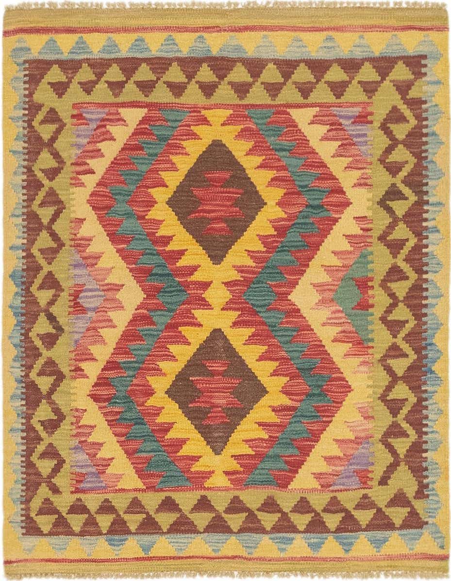 3' 3 x 3' 6 Hand Woven Kilim Maymana Wool Square Rug
