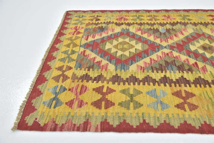 3' x 3' 5 Hand Woven Kilim Maymana Wool Square Rug