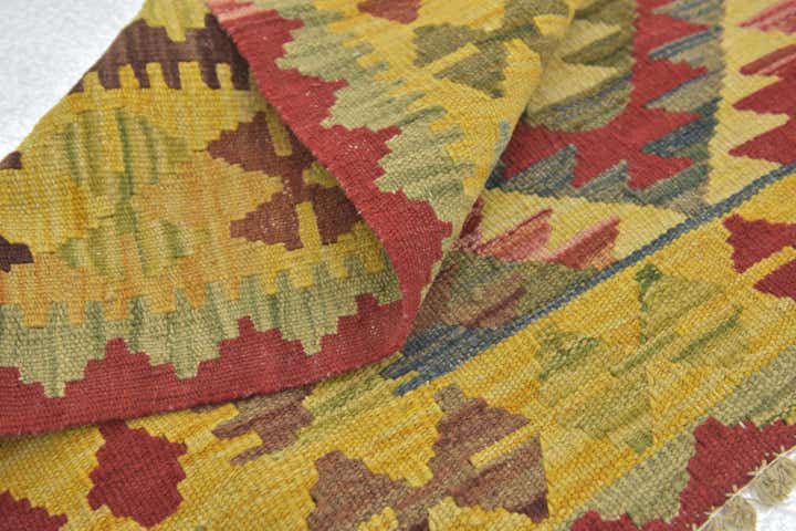 3' x 3' 5 Hand Woven Kilim Maymana Wool Square Rug