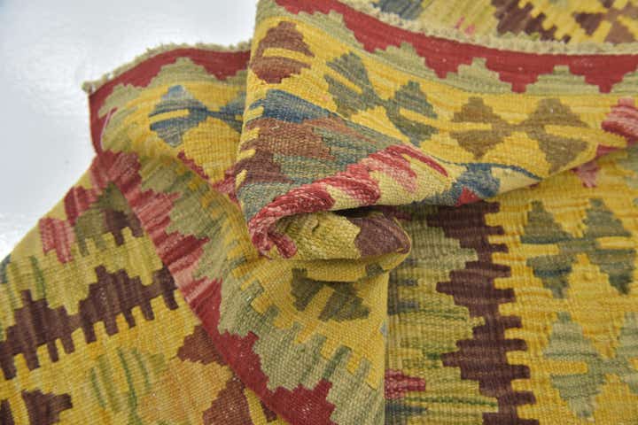 3' x 3' 5 Hand Woven Kilim Maymana Wool Square Rug