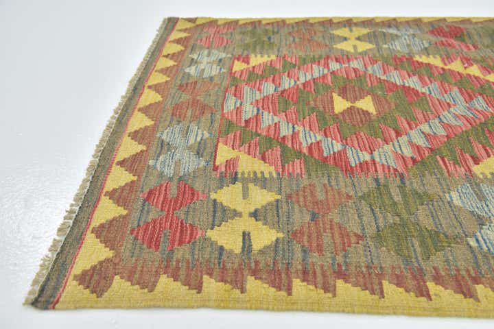3' 2 x 3' 7 Hand Woven Kilim Maymana Wool Square Rug