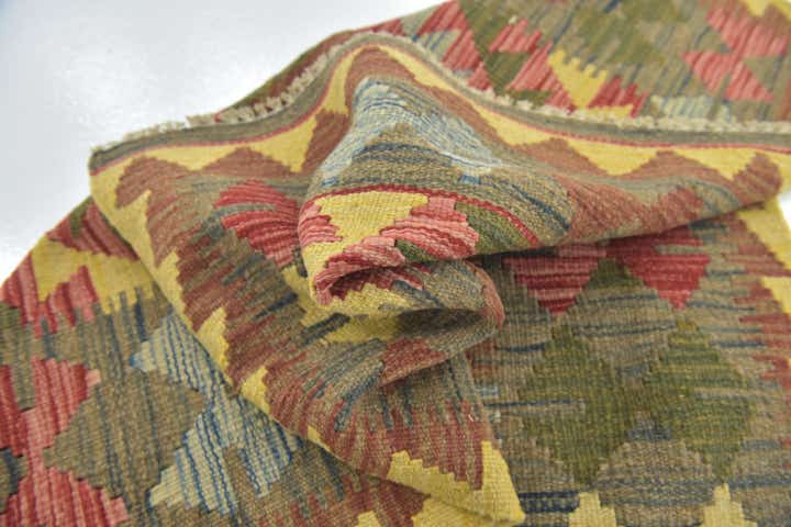 3' 2 x 3' 7 Hand Woven Kilim Maymana Wool Square Rug