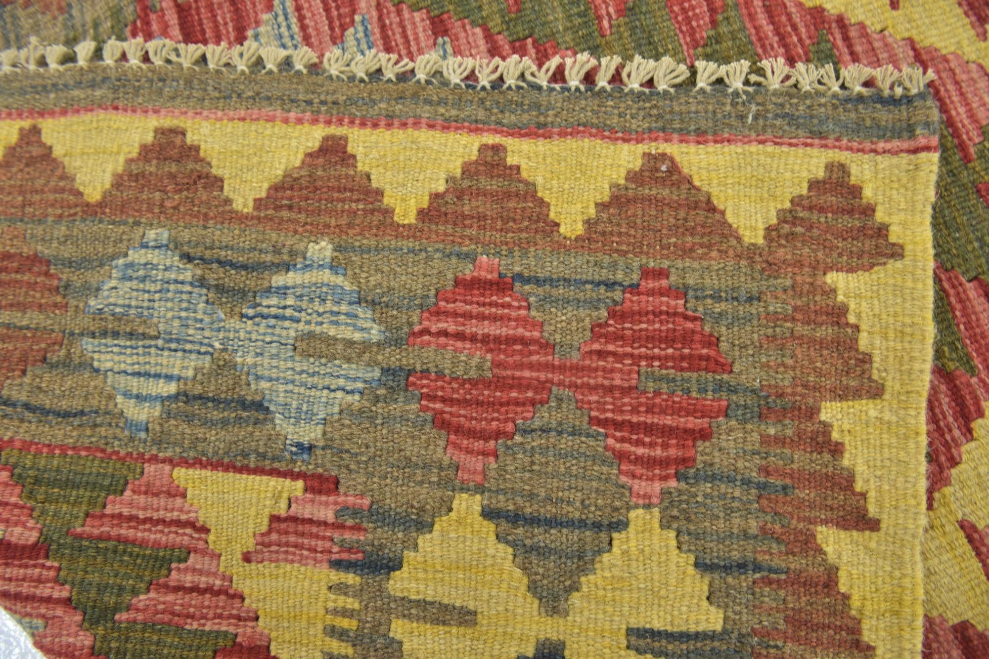 3' 2 x 3' 7 Hand Woven Kilim Maymana Wool Square Rug