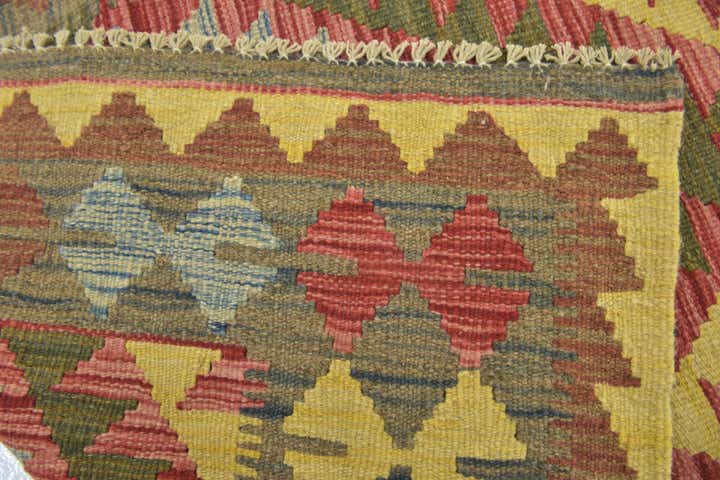 3' 2 x 3' 7 Hand Woven Kilim Maymana Wool Square Rug