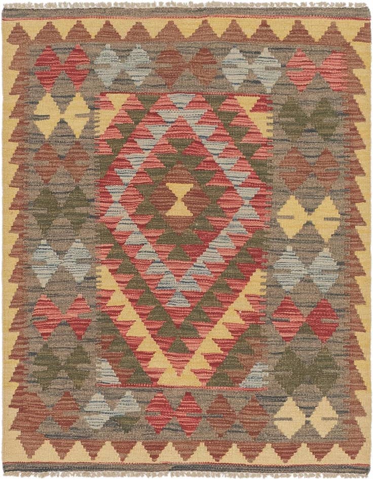 Detail image of 3' 2 x 3' 7 Hand Woven Kilim Maymana Wool Square Rug