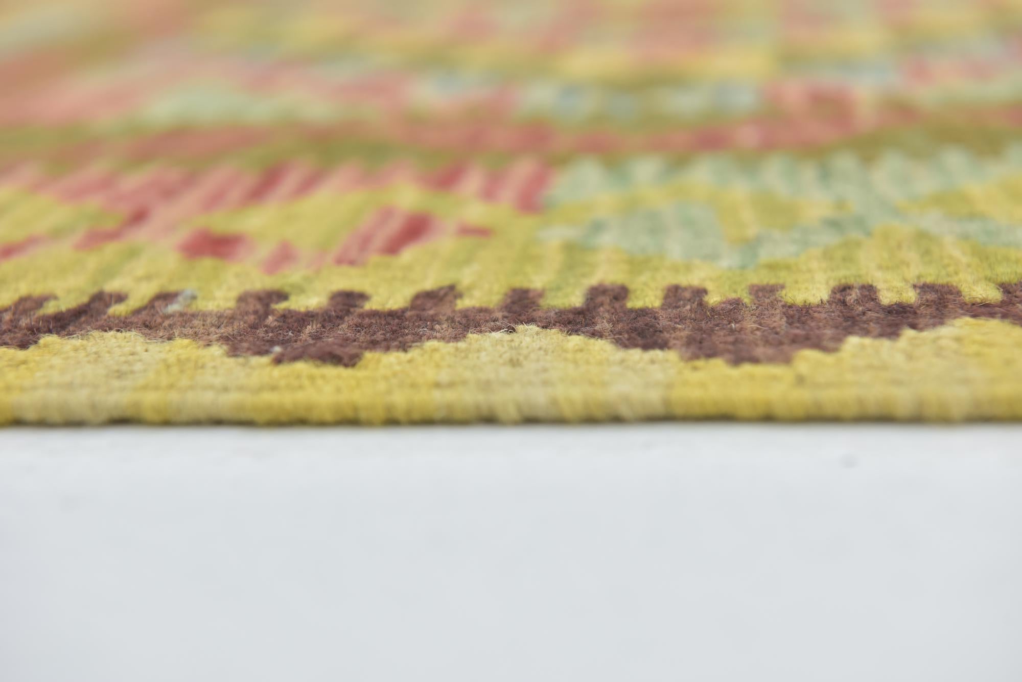 3' 3 x 3' 8 Hand Woven Kilim Maymana Wool Square Rug