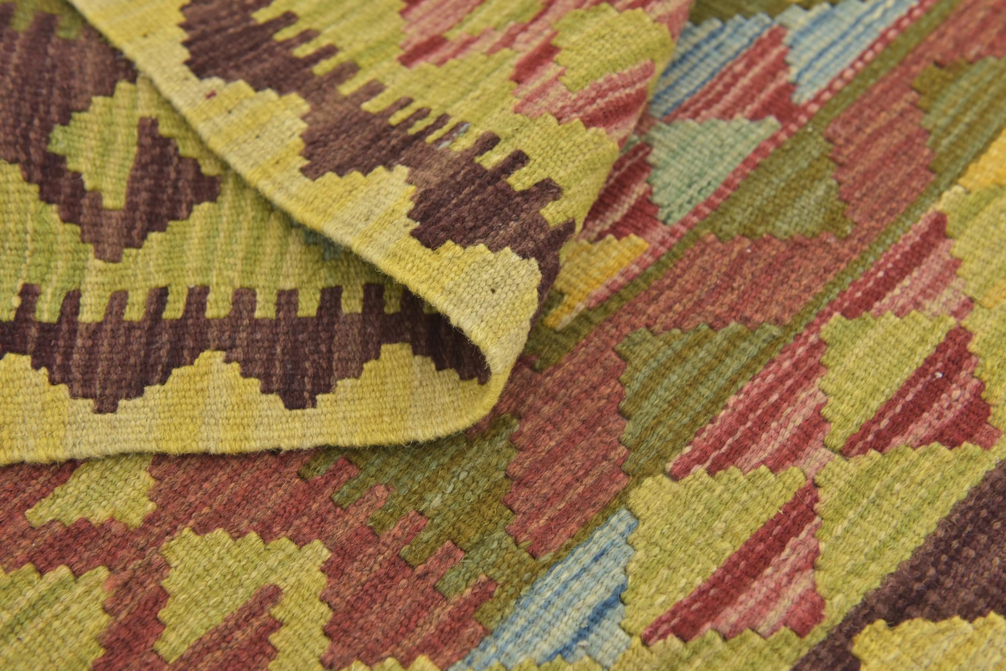 3' 3 x 3' 8 Hand Woven Kilim Maymana Wool Square Rug