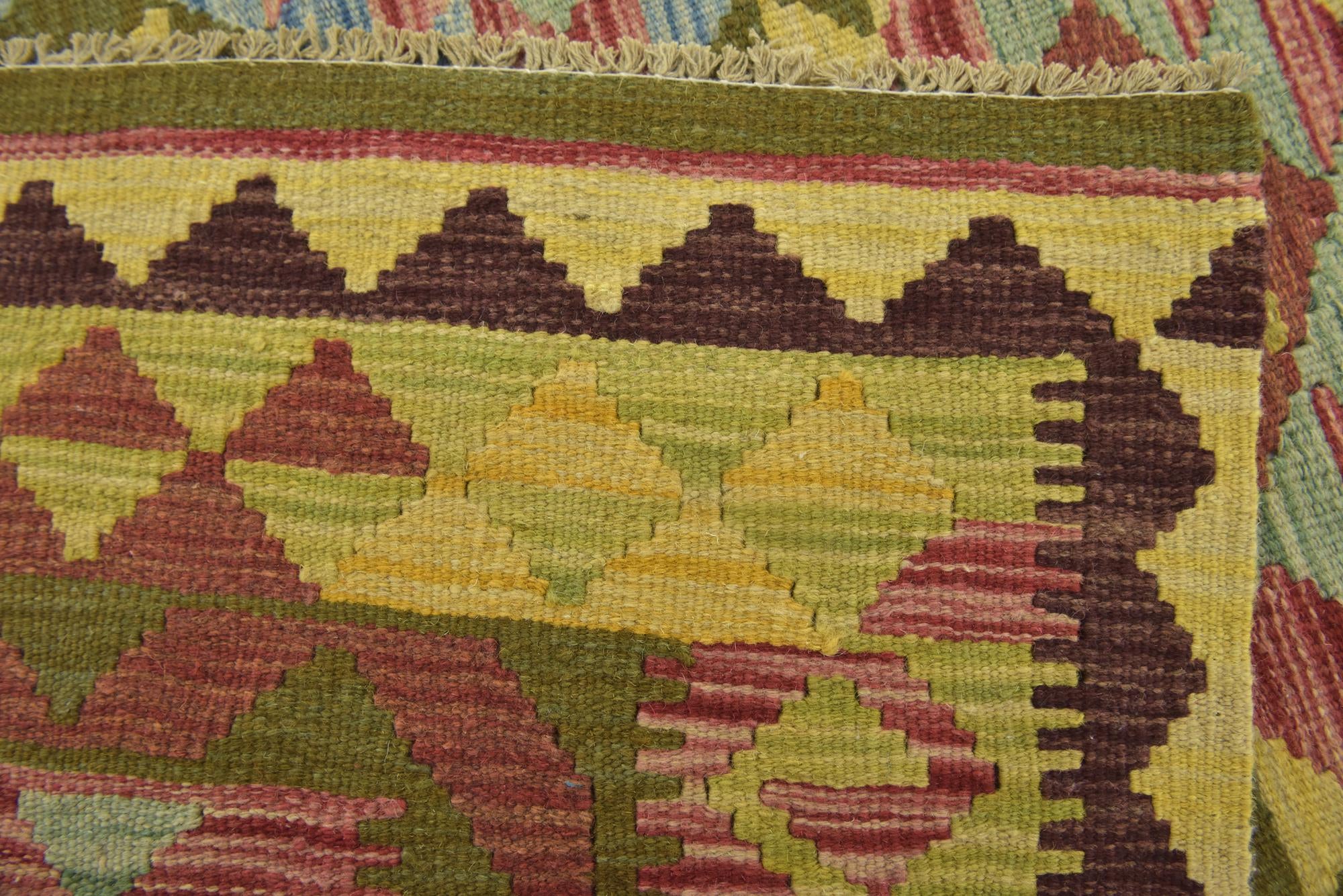 3' 3 x 3' 8 Hand Woven Kilim Maymana Wool Square Rug