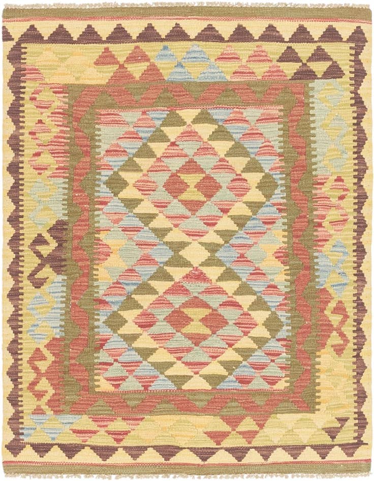 Detail image of 3' 3 x 3' 8 Hand Woven Kilim Maymana Wool Square Rug